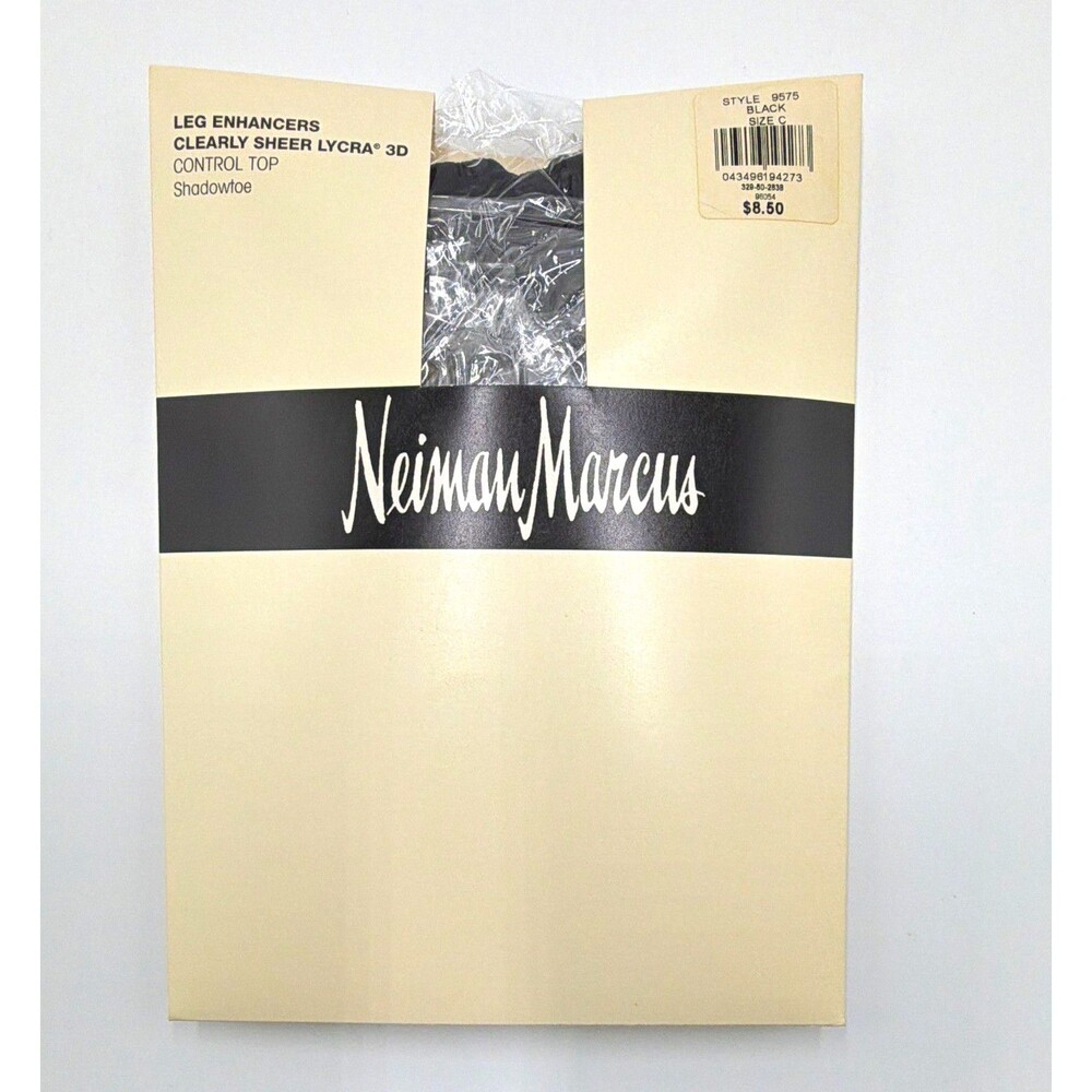 Neiman Marcus Leg Enhancers Clearly Sheer Lycra 3D Control Top Size C Black